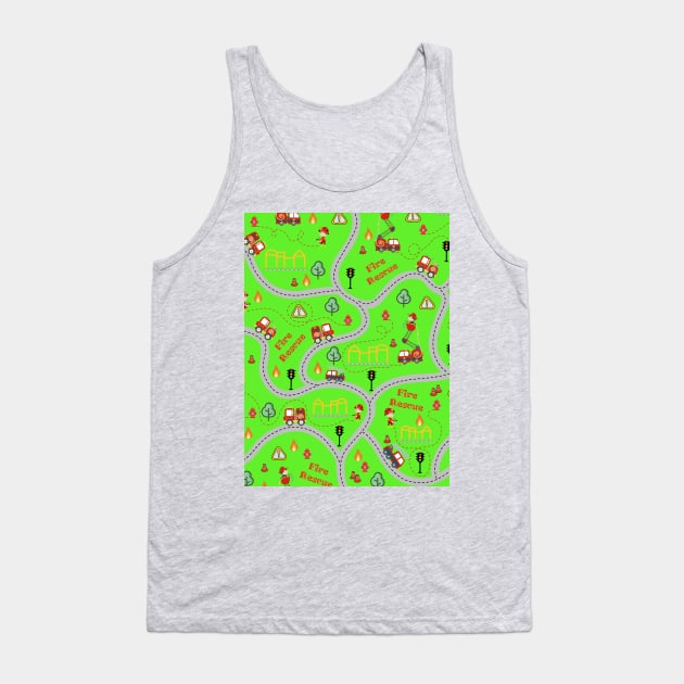 Fireman cute seamless kids pattern bright green Tank Top by Arch4Design